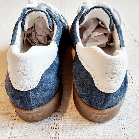 Paul Green Renner Sneakers Suede Handmade Leather Lake White Combo Lace Up 6.5